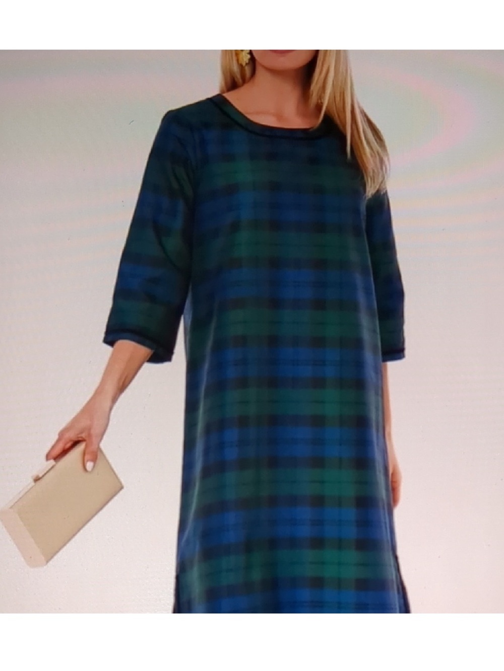 Tuckernuck Plaid Shift Dress in Navy and Green